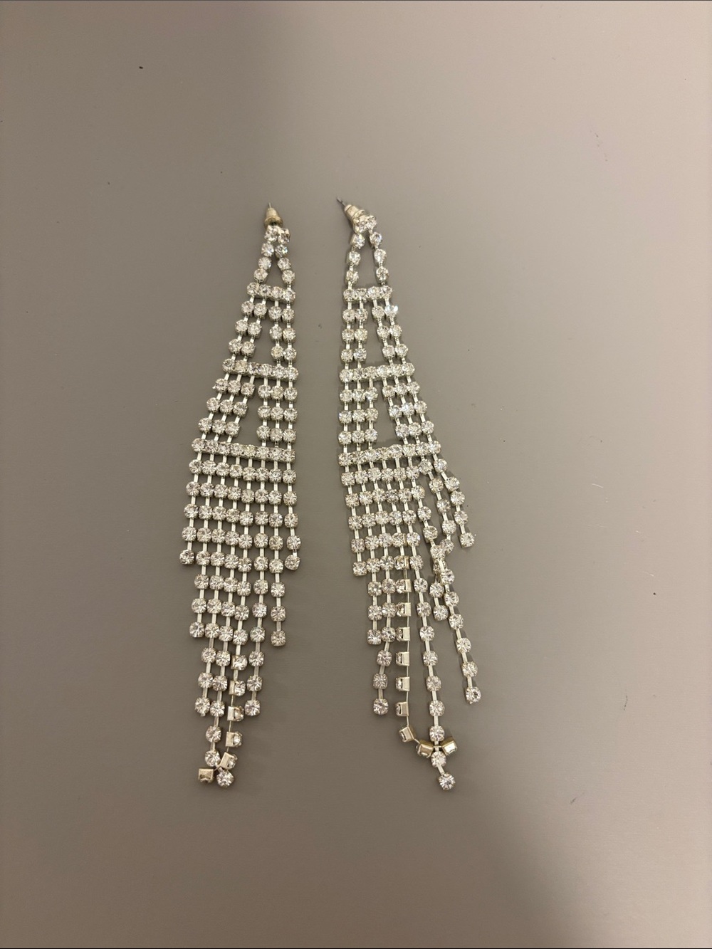 Silver-Tone Rhinestone Fringe Drop Earrings